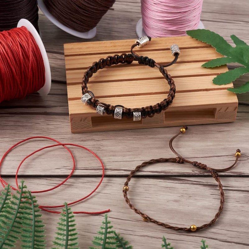 Craftdady كرافتادي 100 ياردة 1 مم خيط قطن مشمع لصنع الأساور والقلائد والمجوهرات خيط خرز مشمع (بني جوز الهند) - Image 5